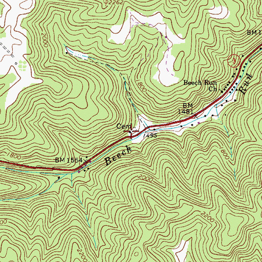 Topographic Map of Beech Run School (historical), WV