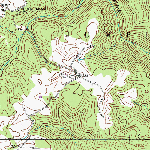 Topographic Map of Chestnut Grove School (historical), WV