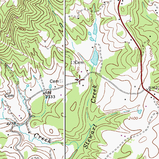 Topographic Map of Chestnut Grove School (historical), WV