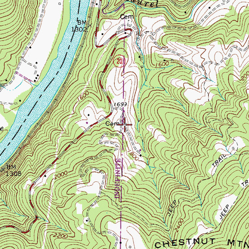 Topographic Map of Coles School (historical), WV