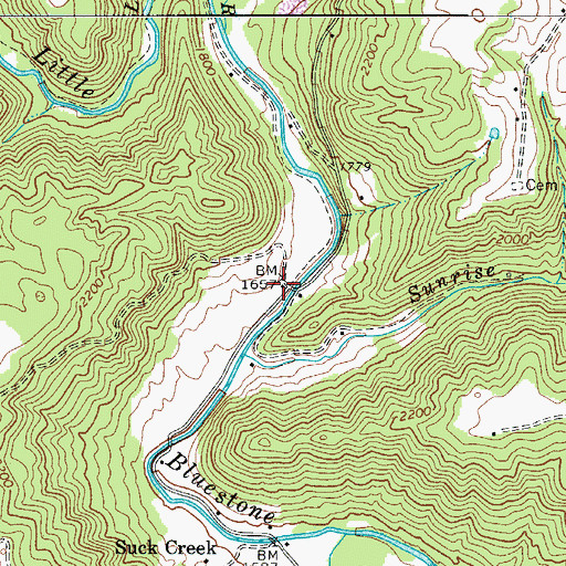 Topographic Map of Falling Rock School (historical), WV