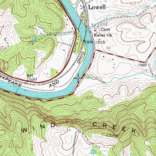 Topographic Map of Grahams Ferry (historical), WV