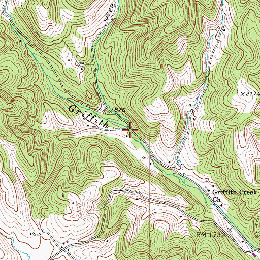 Topographic Map of Griffith Creek School (historical), WV