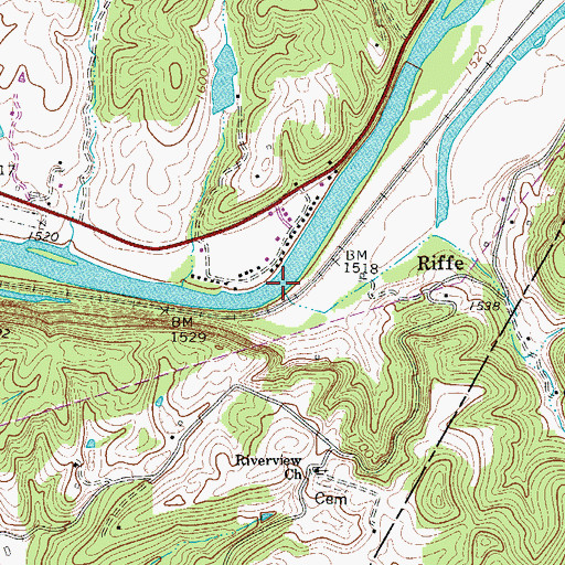 Topographic Map of Haynes Ferry (historical), WV