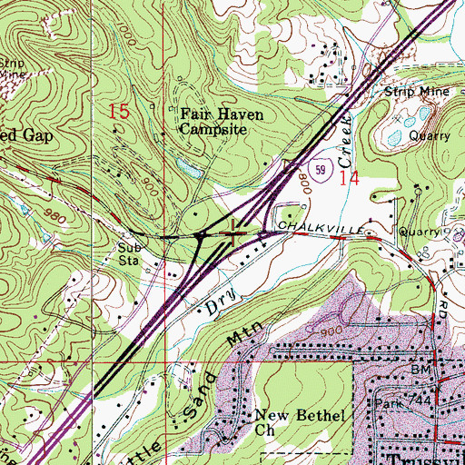 Topographic Map of Interchange 141, AL