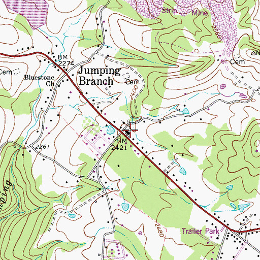Topographic Map of Jumping Branch Elementary School, WV