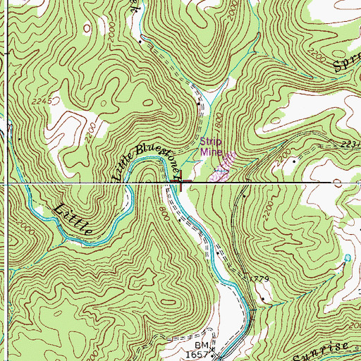Topographic Map of Jumping Branch Valley, WV