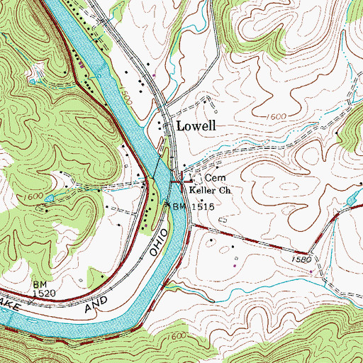 Topographic Map of Keller Creek, WV