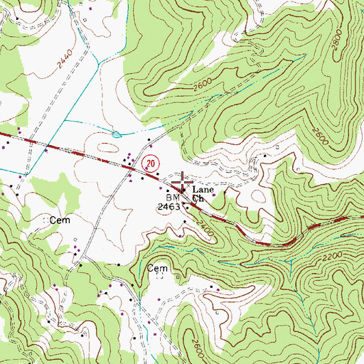 Topographic Map of Lane School (historical), WV