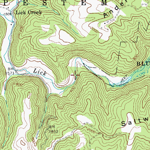 Topographic Map of Lick Creek School (historical), WV
