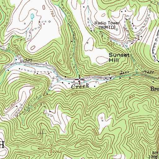 Topographic Map of Madam Creek School (historical), WV