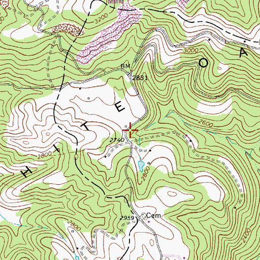 Topographic Map of O'Donohue School (historical), WV