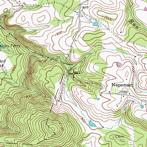 Topographic Map of Peck School (historical), WV
