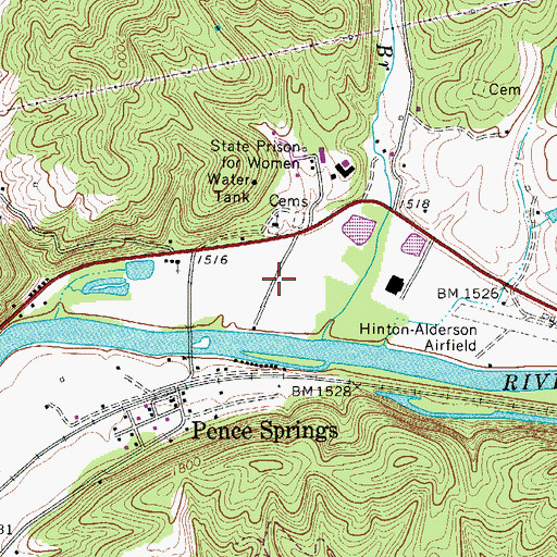 Topographic Map of Pence Springs Hotel Historic District, WV