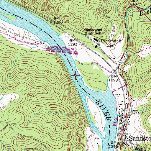 Topographic Map of Richman Falls, WV