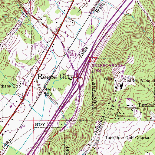 Topographic Map of Interchange 188, AL