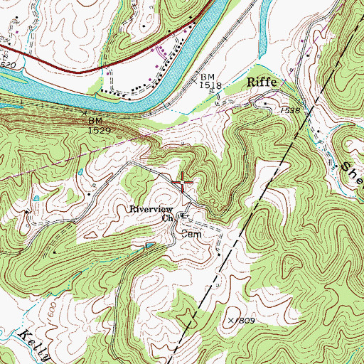 Topographic Map of Riverview School (historical), WV