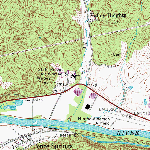 Topographic Map of Greenbrier Academy for Girls, WV