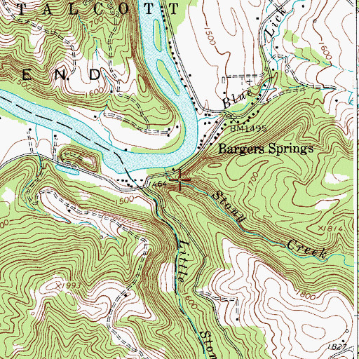 Topographic Map of Stony Creek Gorge, WV
