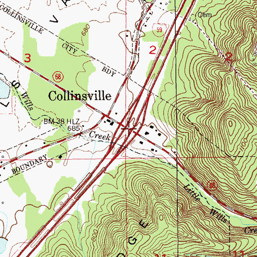 Topographic Map of Interchange 205, AL