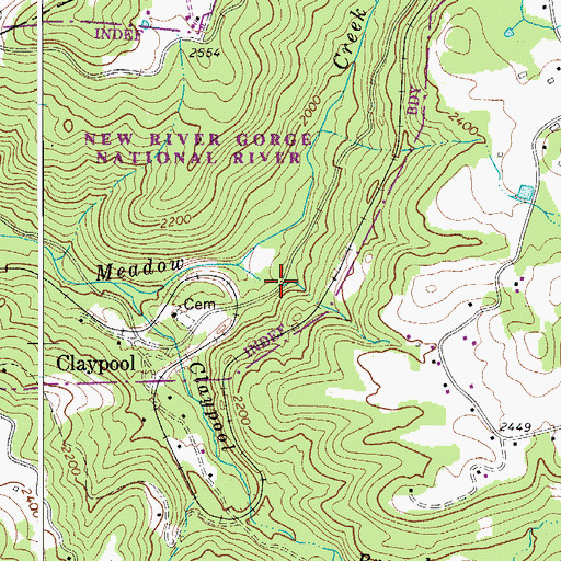 Topographic Map of Tina (historical), WV