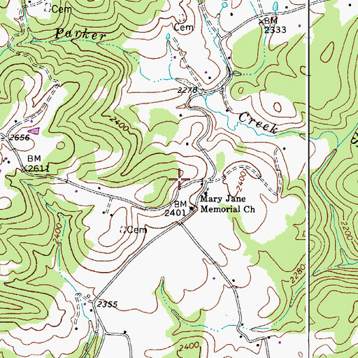 Topographic Map of Whiteoak School (historical), WV