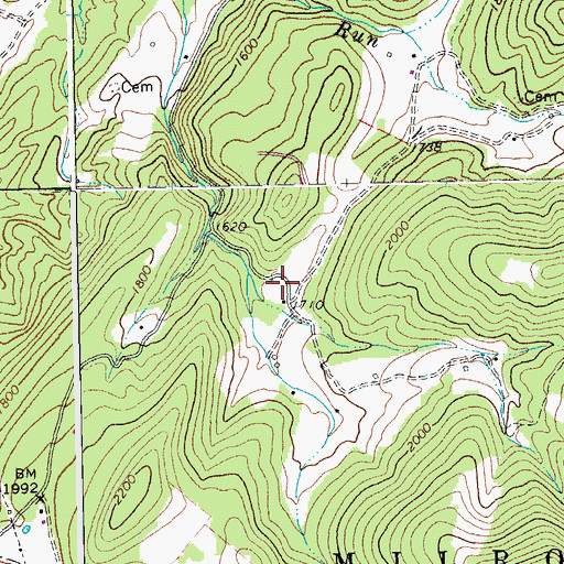 Topographic Map of Bergdoll School (historical), WV
