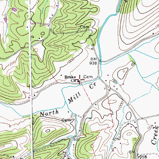 Topographic Map of Brake School (historical), WV