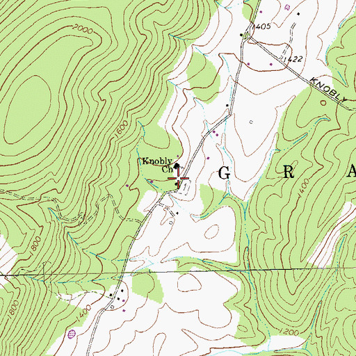 Topographic Map of Knobly School (historical), WV