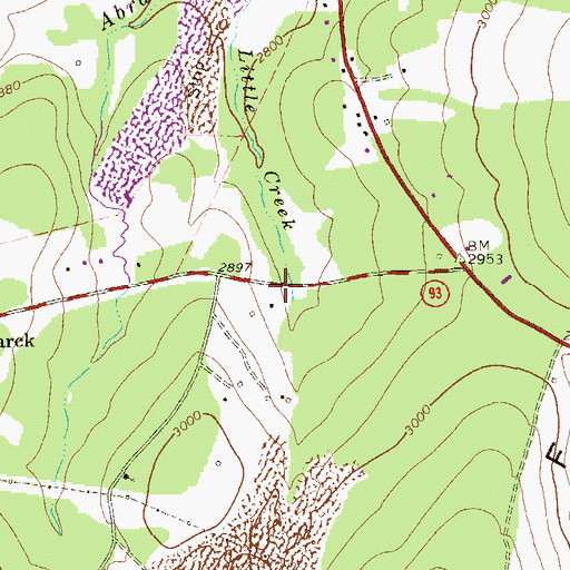Topographic Map of Little Creek School (historical), WV