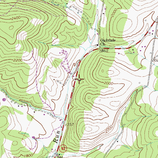 Topographic Map of Oakdale School (historical), WV