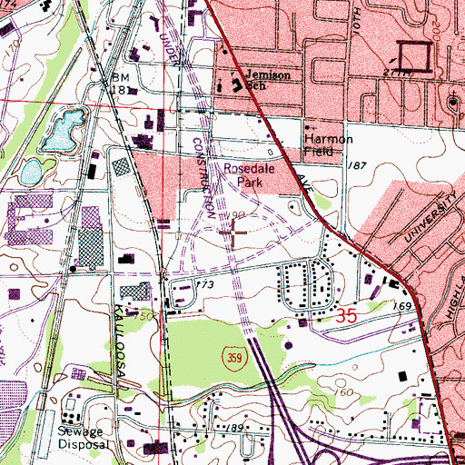 Topographic Map of Interchange 1, AL