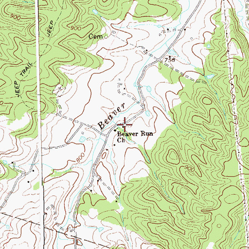 Topographic Map of Beaver Run School (historical), WV