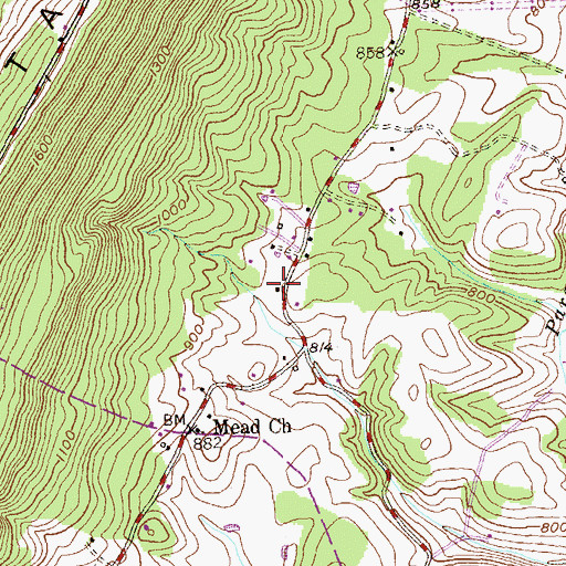 Topographic Map of Milldale School (historical), WV