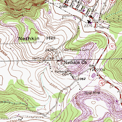 Topographic Map of Nethken School (historical), WV