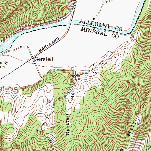 Topographic Map of Noswad (historical), WV