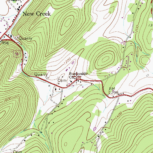 Topographic Map of Sunnyside School (historical), WV