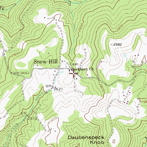 Topographic Map of Buckhorn School (historical), WV