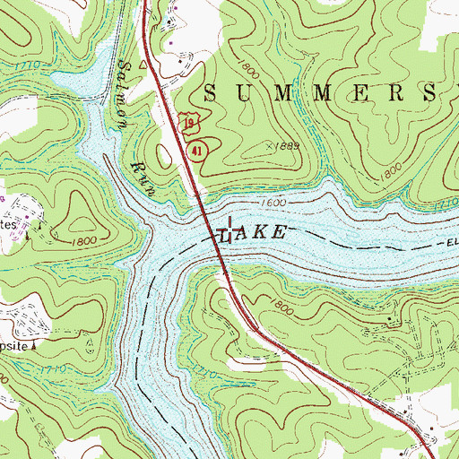 Topographic Map of Hughes Ferry Bridge (historical), WV