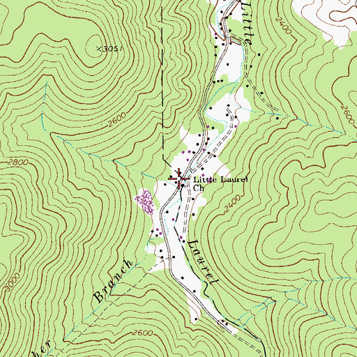 Topographic Map of Little Laurel School (historical), WV