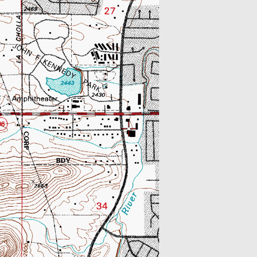 Topographic Map of San Xavier Plaza Shopping Center, AZ