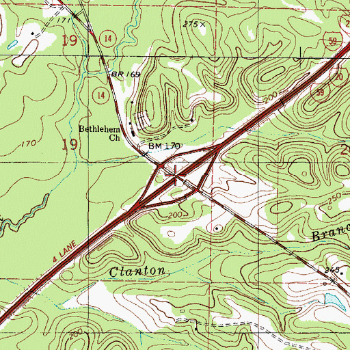 Topographic Map of Exit 40, AL