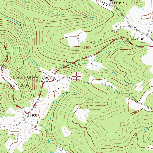 Topographic Map of Spruce Grove School (historical), WV