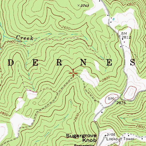 Topographic Map of Sugargrove School (historical), WV