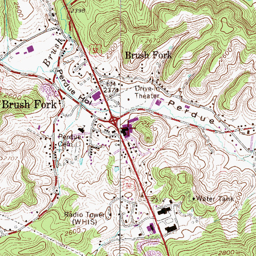 Topographic Map of Airport Square Shopping Center, WV