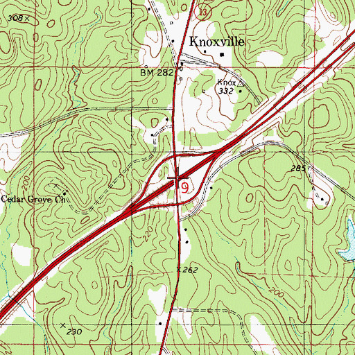 Topographic Map of Exit 52, AL