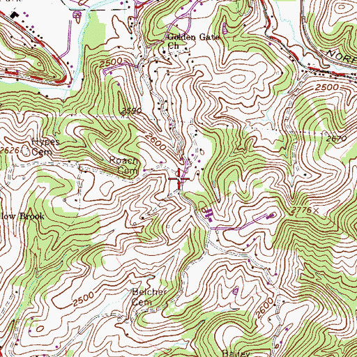 Topographic Map of Belcher School (historical), WV