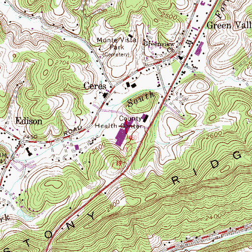 Topographic Map of Blue Prince Shopping Center, WV