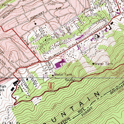 Topographic Map of Bluefield Plaza Shopping Center, WV