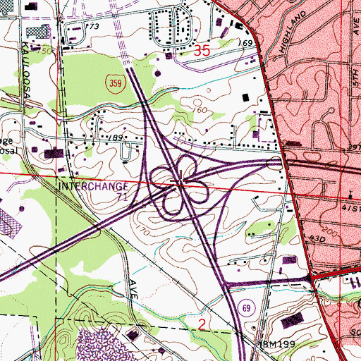 Topographic Map of Interchange 71, AL
